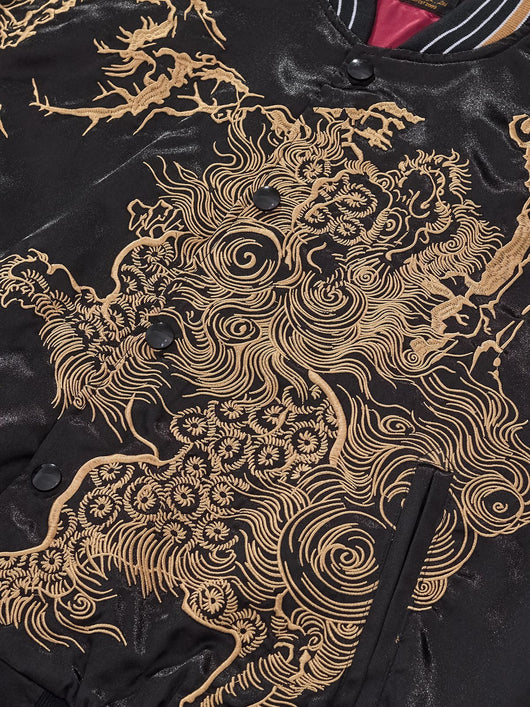 Chamarra de Béisbol Casual para Hombre con Bordado de Peonía y Kylín - Image 10
