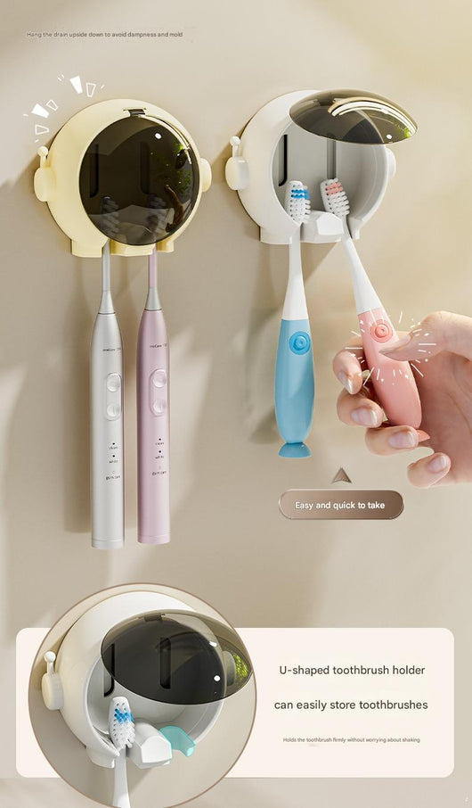 Organizador de Baño Mural sin Taladro para Cepillos Eléctricos Infantiles y de Pareja - Image 3