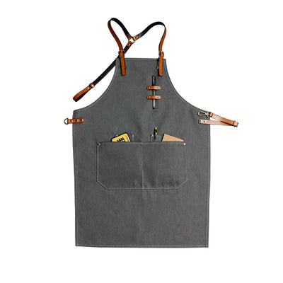 Delantal de Mezclilla con Correa de Cuero para Barista y Barbero - Image 6