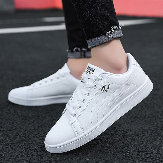 Zapatos Casuales Minimalistas Blancos para Hombre con Suela Plana - Image 3