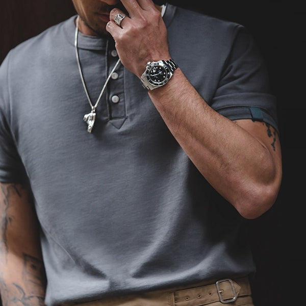 Camiseta Clásica de Algodón para Hombre - Estilo Retro Americano