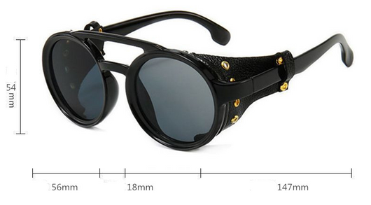 Gafas de Sol Retro Punk con Montura Redonda y Estuche de Cuero - Image 9