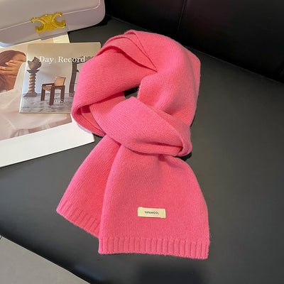 Bufanda de Lana Merino Tejida en Colores Sólidos para Mujer - Image 19