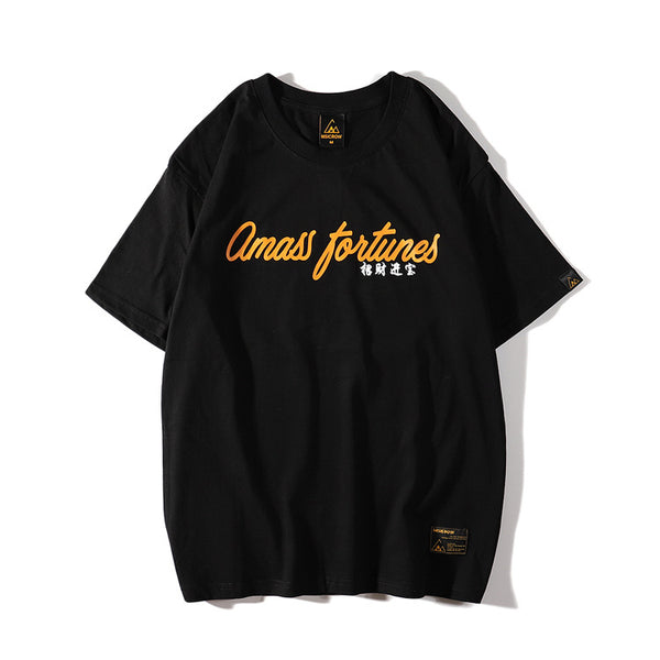 Camiseta Manga Corta para Hombre con Estampado de Gato de la Suerte