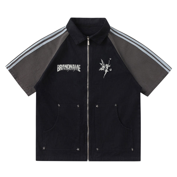 Polo Vintage Oversize Unisex con Estampado de Letras - Estilo Casual Trendy
