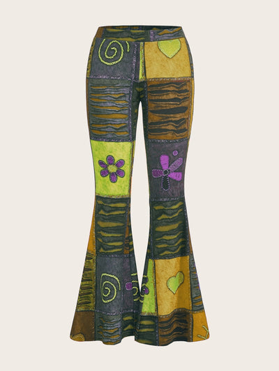 Pantalones Bootcut Ajustados con Estampado Abstracto Moderno - Image 16