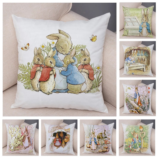 Funda de Cojín Conejo Cartoon Piel de Melocotón para Sofá y Decoración del Hogar - Image 36