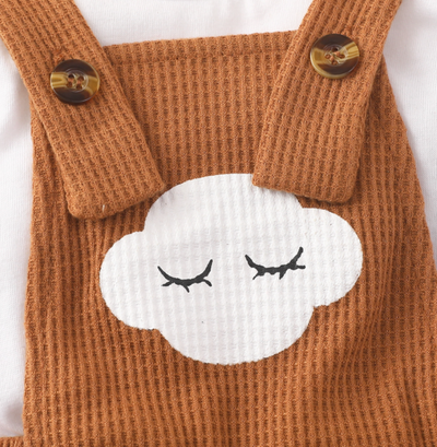 Conjunto Acogedor: Sudadera Manga Larga Lisa + Pantalón Estampado Nubes - Image 9