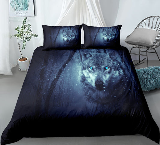 Juego de Cama Lobo Estampado Digital Tres Piezas