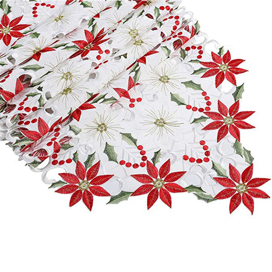Camino de Mesa Navideño con Flores Bordadas - Image 8