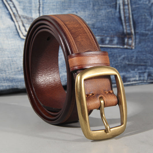 Cinturón de Cuero Genuino para Hombre con Hebilla de Pasador Estilo Vintage - Image 6