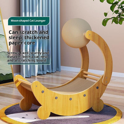 Tabla Rascadora para Gatos con Forma de Luna y Pelota Interactiva - Image 2
