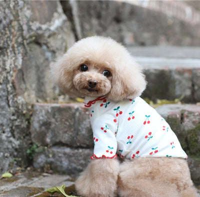 Blusa para Perro con Estampado de Cerezas y Borde Ondulado