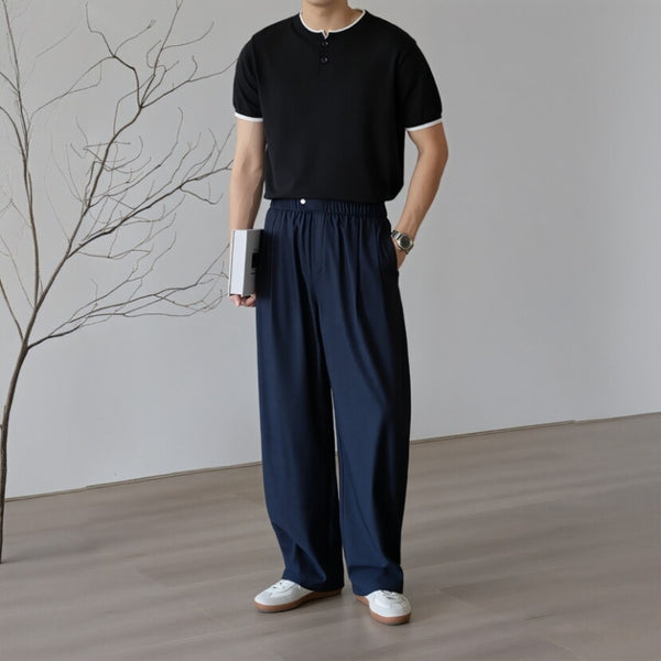 Pantalones Casuales de Pierna Ancha Relajada para Hombre