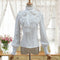 Blusa Retro Ajustada de Cuello Alto y Manga Larga
