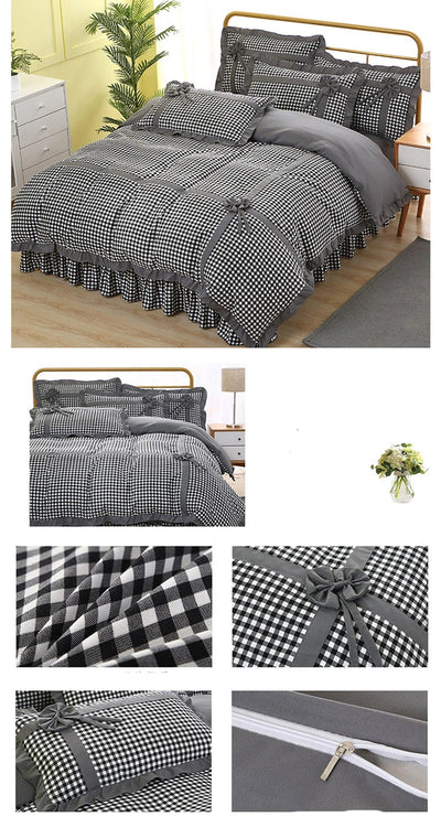 Conjunto de Pijama Cuadrille Estilo Princesa Coreano de 4 Piezas con Encaje - Image 19
