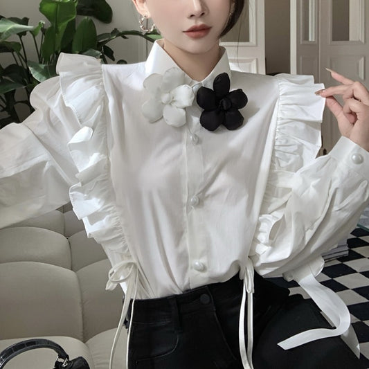 Camisa Vintage de Madera con Cordón en las Orejas