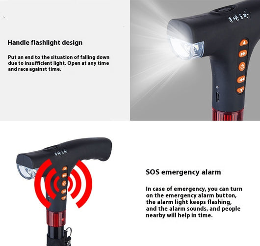 Bastón LED Multifuncional con Alarma y Radio para Adultos Mayores - Image 13