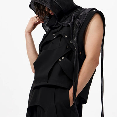 Chaleco Negro de Diseño Deconstruido en Poliéster - Image 4