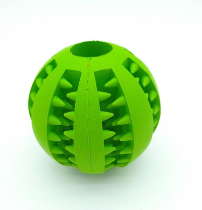 Teal rubber slow feeder dog toy ball with internal spikes for teeth cleaning and treat dispensing, 7cm size. - Image 16