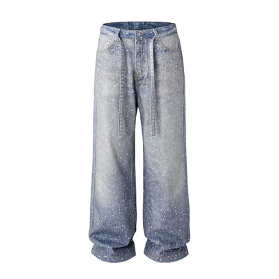 Jeans Holgados Estampado Diamante Efecto Vintage Apilados - Image 4