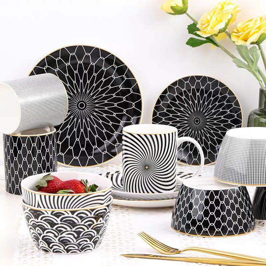 Plato de Desayuno Nórdico 8 Pulgadas - Diseño Geométrico Cerámica Premium - Image 6