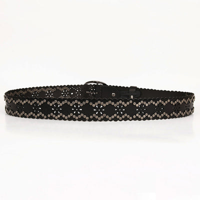Cinturón de Cuero Premium con Remaches y Puntada de Encaje para Mujer - Image 2