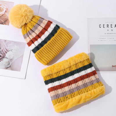 Gorro Tejido Grueso a Rayas con Combinación de Colores para Mujer - Image 7