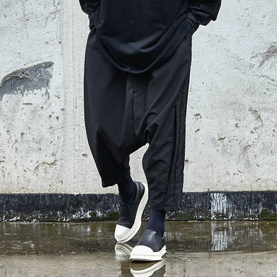 Pantalones Diseñador Tiro Bajo Entallados Negros - Image 3