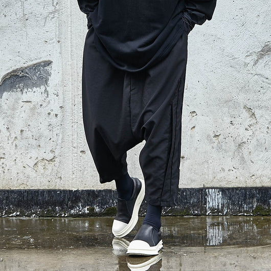 Pantalones Diseñador Tiro Bajo Entallados Negros - Image 3