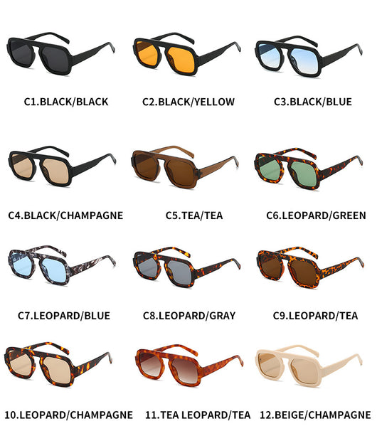 Men's and women's pilot sunglasses with a black plastic frame and vibrant orange-yellow lenses. - Image 30
