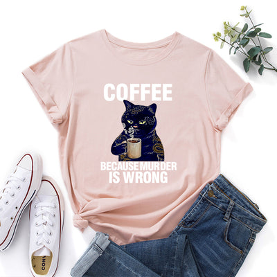 Camiseta Suelta Estampado Blanco y Negro Cuello Redondo Manga Corta - Image 17