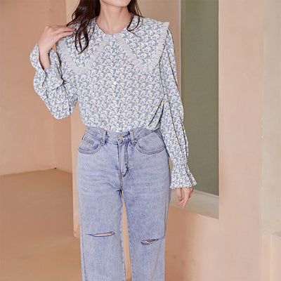 Blusa Estampada Cuadros Vichy con Cuello Muñeca - Image 9