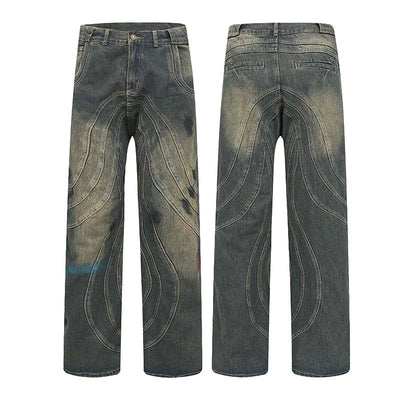 Jeans Rectos con Costuras en Relieve - Diseño Urbano Tridimensional - Image 13