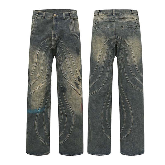 Jeans Rectos con Costuras en Relieve - Diseño Urbano Tridimensional - Image 13
