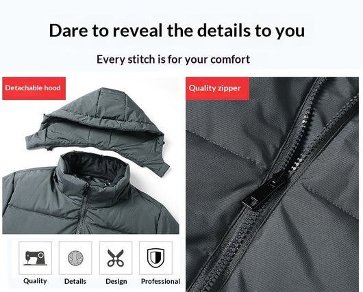 Chaqueta de Algodón Graphene para Hombre con Capucha Desmontable - Extra Gruesa y Moderna - Image 14