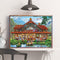 Cuadro Decorativo de Paisaje con Mosaico de Diamantes y Bordado