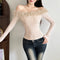 Blusa Manga Larga con Cuello Bardado y Costuras Decorativas