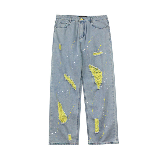 Jeans Rotos Efecto Desgastado Hip-hop Corte Recto Suelto para Hombre - Image 8