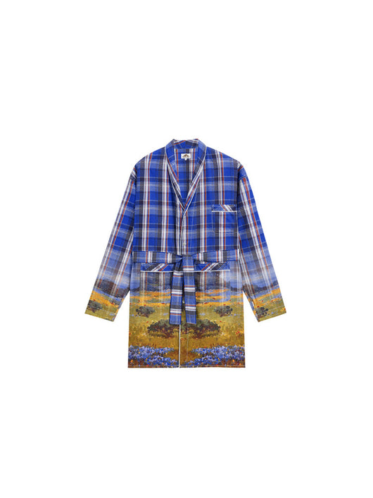 Bata de Baño con Estampado Degradado y Pijama Cuadrillé Largo - Image 5