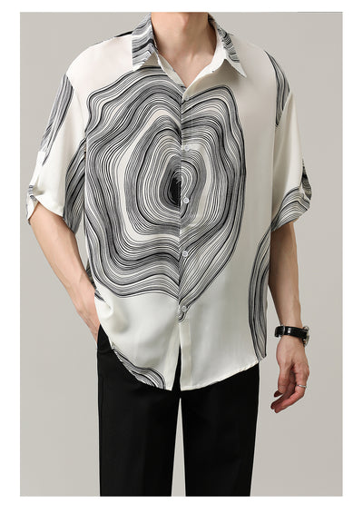 Camisa Casual Hombre Manga Corta Contraste Retro Suelta - Image 18