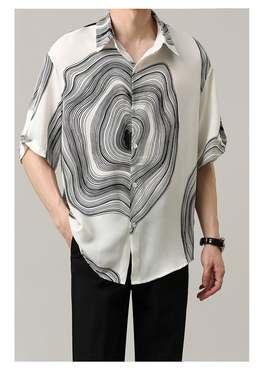Camisa Casual Hombre Manga Corta Contraste Retro Suelta - Image 18