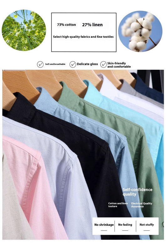 Camisa de Lino Hombre Manga Corta Suelta Casual - Image 13