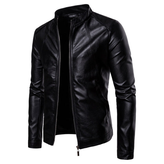Chaqueta de Cuero PU para Motociclista con Cuello Sólido - Talla Grande