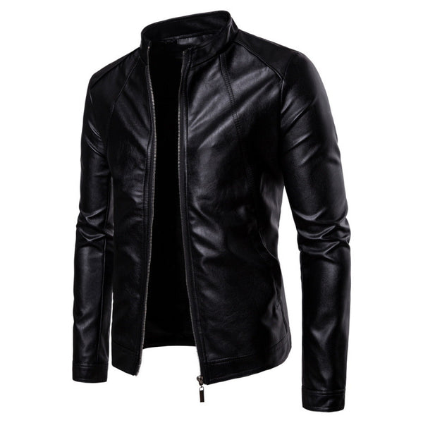 Chaqueta de Cuero PU para Motociclista con Cuello Sólido - Talla Grande