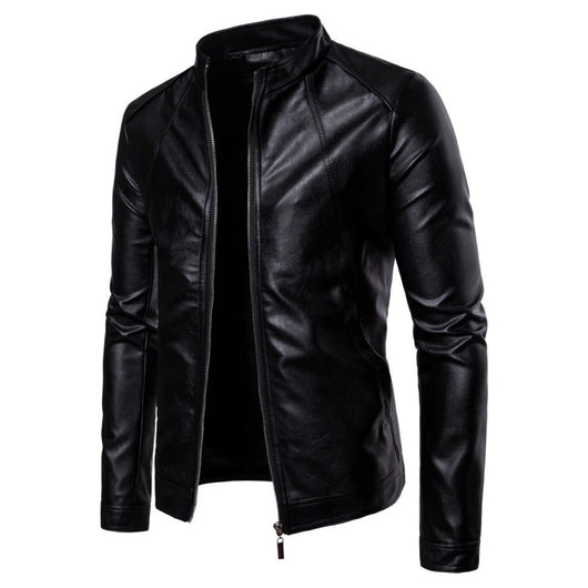 Chaqueta de Cuero PU para Motociclista con Cuello Sólido - Talla Grande