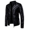 Chaqueta de Cuero PU para Motociclista con Cuello Sólido - Talla Grande