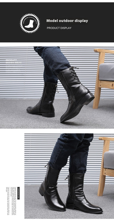 Botas Altas de Cuero para Hombre Estilo Británico-Coreano - Image 15