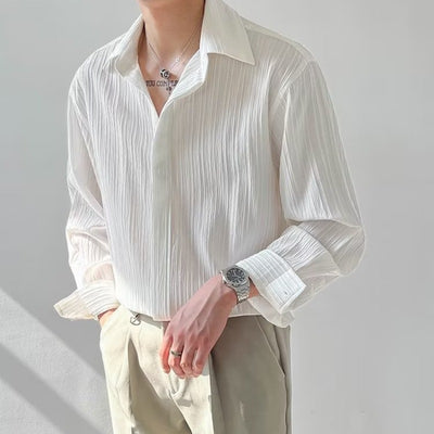 Camisa Suelta de Manga Larga para Hombre - Estilo Moderno - Image 8