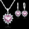 Heart-shaped earrings necklace jewelry Set Rosado
